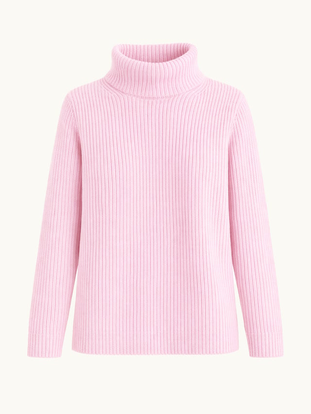 Vistö Ribbstickad Bomullströja, Powder Pink, Boomerang