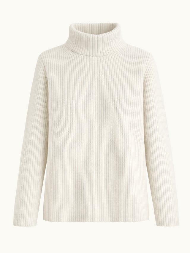 Vistö Ribbstickad Bomullströja, Offwhite, Boomerang