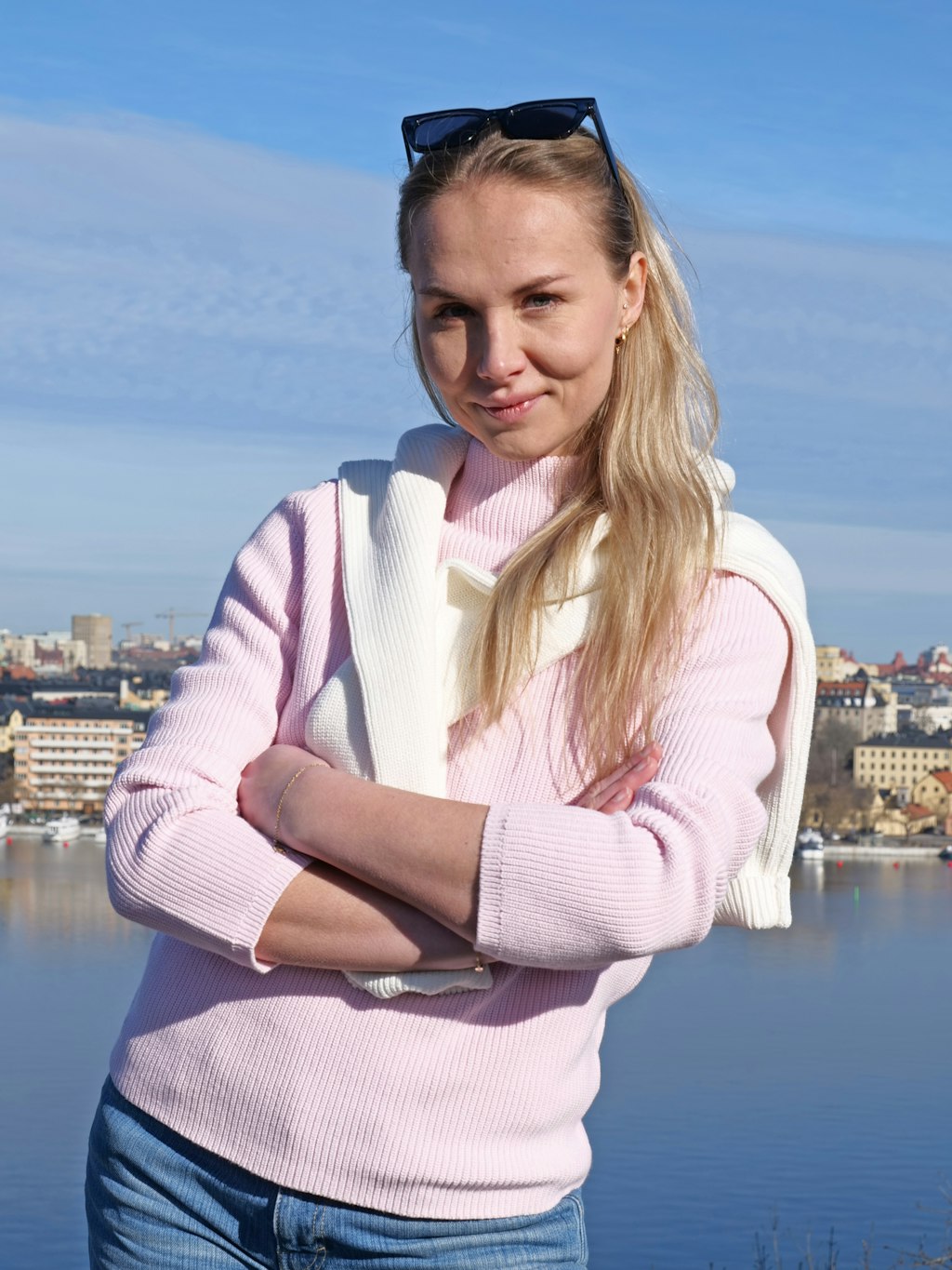 Vistö Ribbstickad Bomullströja, Powder Pink, Boomerang - Bild 2
